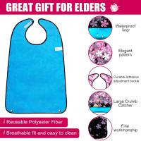 Baberos para adultos, 3 paquetes de baberos para adultos con flor de cerezo para mujeres que comen lavables con recogemigas Baberos para adultos Babero lavable Protector de ropa impermeable reutilizable - details 3
