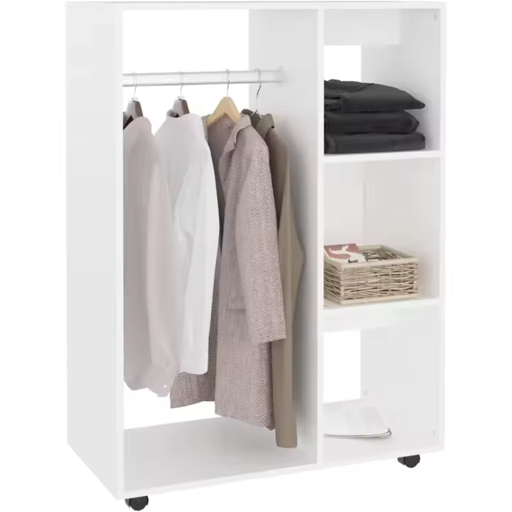 Armario de Aglomerado Blanco 80x40x110 cm para Dormitorio, Ropero de - 1