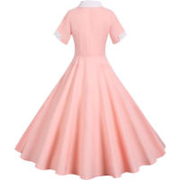 Vestido midi elegante e informal de verano para mujer, de línea A, manga corta, liso, para fiesta. - details 30
