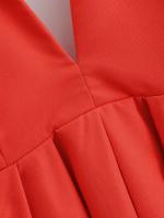 Ropa de mujer europea y americana moda con cuello en V cintura halter Una palabra vestido rojo - details 8