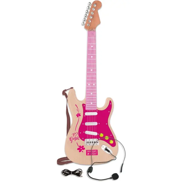 Guitarra Electrónica Rock con Conexión a Dispositivos Musicales, Color Rosa (24 1371) - 1