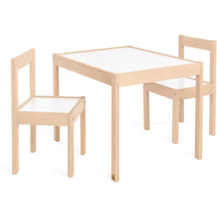 Juego de Asientos para Niños Olaf 3 Piezas de Madera 2 Sillas y 1 Mesa Para Niños de 2 Años y más - 1