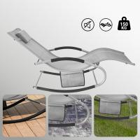 Juego de 2 Tumbonas Mecedora con Almohada y Bolsillo Lateral Estructura de Hierro Malla Transpirable soporta hasta 150 kg Gris OGS28-HGx2 ES - details 1