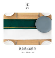 Mantel de Comedor ANUMEI en Terciopelo Estilo Moderno Lujo Dorado con Rayas Decoración para Mesa de Café Gris Amarillo Material Poliéster Hecho en China - details 1