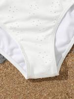 Conjuntos de Bikini Blanco de Cintura Alta para Niñas Traje de Baño de Playa de Moda para Niños de 7-12 Años - details 5