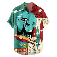 Camisa hawaiana de manga corta con cuello para hombre, suéter de lana informal, estampado vaquero, moderno, asequible, adecuado para el verano de 2024 - details 6