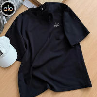 Alo yoga manga corta sensación desnuda yoga cuello redondo camiseta manga corta deportes ropa de fitness running top camiseta hombre y mujer - details 4