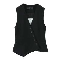 2025 nueva ropa casual para mujer diseño elegante retro serie de chaleco asimétrico europeo y americano - details 2