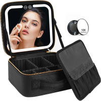 Estuche de maquillaje de viaje con luz LED, estuche de maquillaje con espejo y 3 configuraciones de color, organizador de caja - details 1