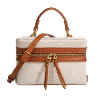 Mochila de Lujo Leten Bolsa de Almuerzo Retro de Lona Spliced Bolsa Cruzada Portátil para Mujeres - details 2