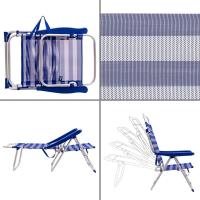 Silla Playa Plegable, 5 Posiciones, 57X31X62/101CM Incluye cojín Acolchado, Asa Hombro, Soporta 110 kg, Topes antivuelco, Multiposición, Respaldo reclinable Raya Azul - details 6