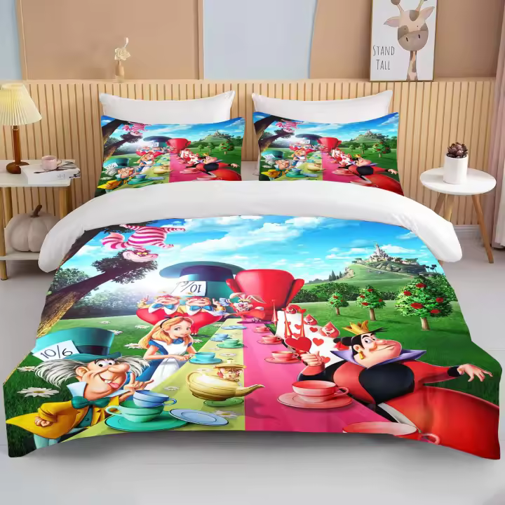 Juego de Ropa de Cama de Anime de Dibujos Animados de Alicia en Las Maravillas - 1
