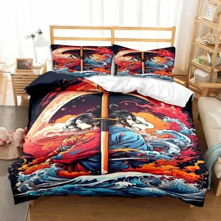 Juego de Ropa de Cama Samurai Suave Funda de Duvet de Poliéster Tamaño Cama Doble - 1
