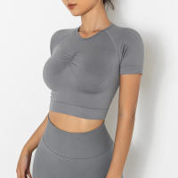 Hamidou-camisetas deportivas de Yoga para mujer, Tops sexys sin costuras para gimnasio, camiseta para correr, camisetas de Fitness - details 23