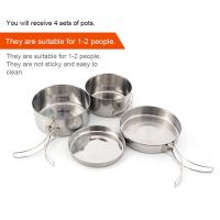 Juego de utensilios de cocina portátil para acampada, vajilla antiadherente con tapa de olla, plato de acero inoxidable, fácil d - details 6