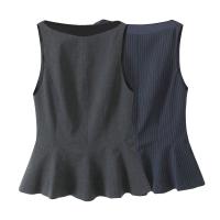 OUWU- Blusas Ajustadas Con Volantes Para Mujer, Cuello Redondo, Sin Mangas, Cremallera Lateral, Camisas Femeninas, Tops Elegantes, Moda - details 1