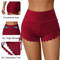 Bañadores para mujer Pantalones cortos de cintura alta con cordón lateral Diseño ondulado elástico - details 2