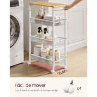 Carro de 4 Niveles, Carro Estrecho de Cocina con Ruedas, con Asa, para Espacio Reducido, 22 x 45,4 x 77 cm, para Cocina, Baño, Salón, Estudio, Marrón Rústico y Negro - details 57