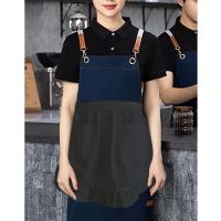 Nuevo Delantal para ayudante en limpieza de estilo europeo, delantal de cocina con bolsillos dobles, delantal de cocina antiincrustante para mujer, medio delantal - details 10