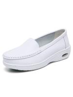 Zapatos de enfermera de cuero genuino con amortiguación de aire, suela suave, antideslizantes, transpirables, para trabajo hospitalario, con suela gruesa, para mujer, 2025 - details 0