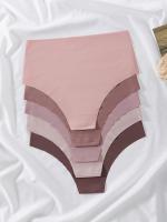 Paquete de 5 bragas de cintura alta sin costuras de colores surtidos, ropa interior y lencería para mujeres - details 0