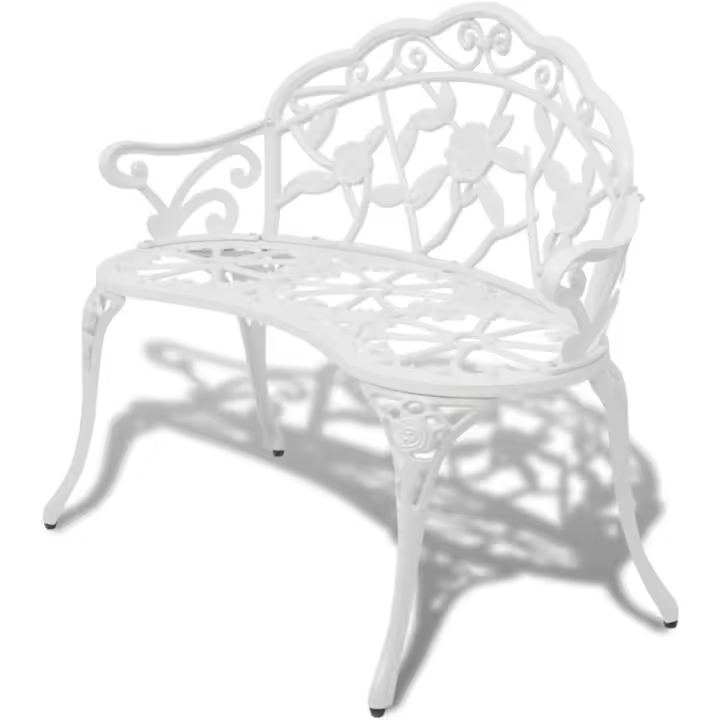Banco de Jardín Blanco de Aluminio Fundido Dimensiones 100 x 54 x 80 cm - 1