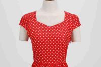 X Vestido acampanado con estampado de lunares y manga cuadrada elegante de verano para mujer - details 3