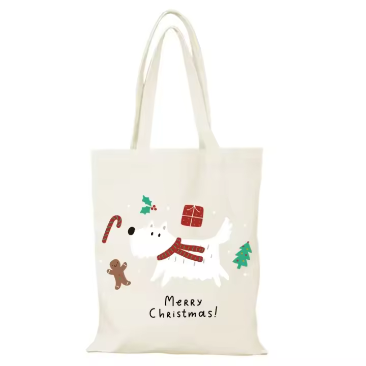 Bolso de compras, regalo de Año Nuevo, Feliz Navidad, bolso de mano con dibujos animados, bolso de mano para mujer, bolsos de tela, bolsos de compras de lona ecológica para hombre - 1