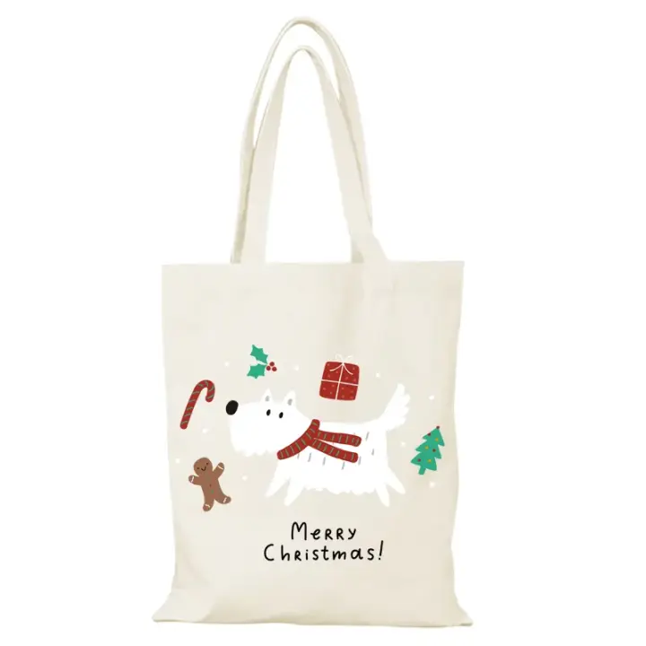 Bolso de compras, regalo de Año Nuevo, Feliz Navidad, bolso de mano con dibujos animados, bolso de mano para mujer, bolsos de tela, bolsos de compras de lona ecológica para hombre - 1