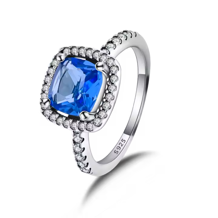 Anillo de Plata de Ley 925, anillo de corazón Rojo Elevado para Mujer, surrounded cúbica CZ, Estrella, Luna, Flor, joyería de Boda, anillos, Regalos - 1