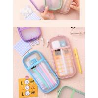 Estuche de lápices transparente de malla impermeable, bolsa de gran capacidad, papelería estética coreana, suministros escolares para niñas - details 10