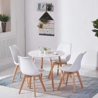 Juego de Mesa de Comedor y Sillas, 1 Mesa Redonda de 80 cm + 4 Sillas Blancas, de Diseño Nórdico - details 0