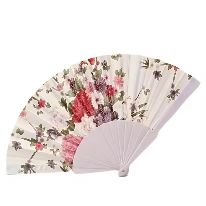 12 abanicos plegables de plástico de estilo vintage para mujer, diseños florales coloridos, ideales para baile y regalo, abanico de baile cuadrado, abanico de regalo |   Fans de estilo vintage |   Plástico duradero - 1