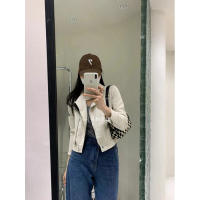 Chaqueta de Cuero Beige de Estilo Clásico Manga Larga, Cremallera, Primavera Otoño 2025 - details 4