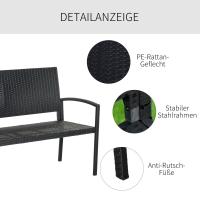 Homfa Patio al aire libre Banco de mimbre de ratán Silla de dos plazas Reposabrazos Cubierta de jardín Silla de ratán para todo tipo de clima Sofá de dos plazas - details 9