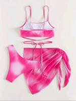 Sujetador sin mangas para mujer, traje de baño corto de cintura alta, ropa de playa con estampado de Espalda descubierta, conjunto de 3 piezas, 40, 38, 36, 34 - details 7