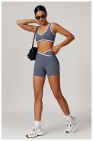 Pantalones cortos de Yoga cruzados de cintura alta, ajustados y Nude, pantalones deportivos de levantamiento de cadera de melocotón, pantalones de Fitness al aire libre para mujer - details 10
