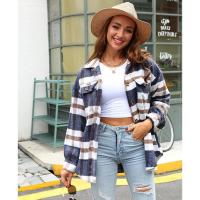 Abrigo de otoño e invierno para mujer, manga larga, camisa a cuadros, poliéster, abrigo de tweed - details 6