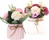 Piezas de Flores Artificiales Decorativas, Maceta Ramo de Hortensias con jarrón de Ceramica para Sala, Oficina, Jardín y Balcón, 2 unidades - details 0