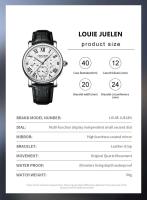 Reloj de Lujo para Hombres de Cuero Genuino Automático, Resistente al Agua, Funcional con Tres Ojos, Estilo Empresario - details 9