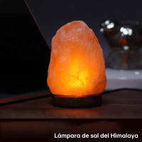 Natural Himalayan Salt Lamp, Multicolor, USB Version, Wooden Base - Creates a Relaxing and Healthy Environment - details 0