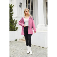 Camiseta impermeable con capucha a rayas de manga larga para mujer, longitud media - details 58