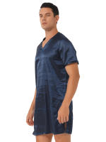 Camisón de satén para hombre y mujer, ropa de dormir de manga corta con cuello en V, ropa de dormir para el hogar, ropa de dormir con abertura lateral, albornoz para dormir - details 21