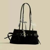 Bolso de mano francés dulce que combina con todo, bolso de hombro de PU con lazo colgante, estilo coreano, Color sólido, bolsos para las axilas para mujer, uso diario - details 3