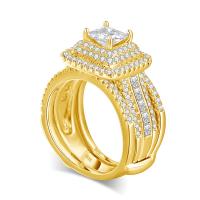 Anillo de Moissanita de Plata 925 Estilo de Princesa para Mujeres Brillante Banda de Compromiso de Oro Plateado 14K - details 4