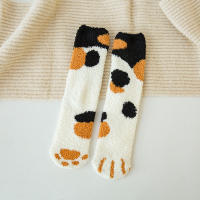 Calcetines de Terciopelo de Coral de Invierno Diseño de Garra de Gato Lindo - details 8