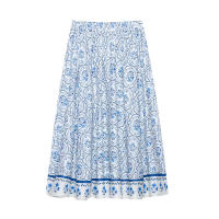 Falda Casual Chic Vintage OUWU Estampado Plisado Cremallera Lateral Moda Primavera Verano Vacaciones - details 2