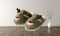 Navidad alce otoño e invierno zapatillas esponjosas, interior hogar antideslizante caliente algodón fregona. - details 0