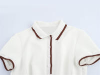 Polo blanco de moda para mujer, minivestido de primavera, vestidos acanalados de manga corta - details 2