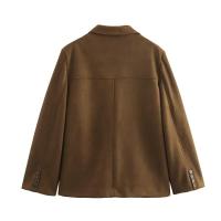 Chaqueta de mujer Chaquetas de dinero viejo Chaqueta de ante de cuero marrón Abrigo Chaqueta vintage de entretiempo Otoño Invierno Nuevo en prendas de vestir exteriores - details 4